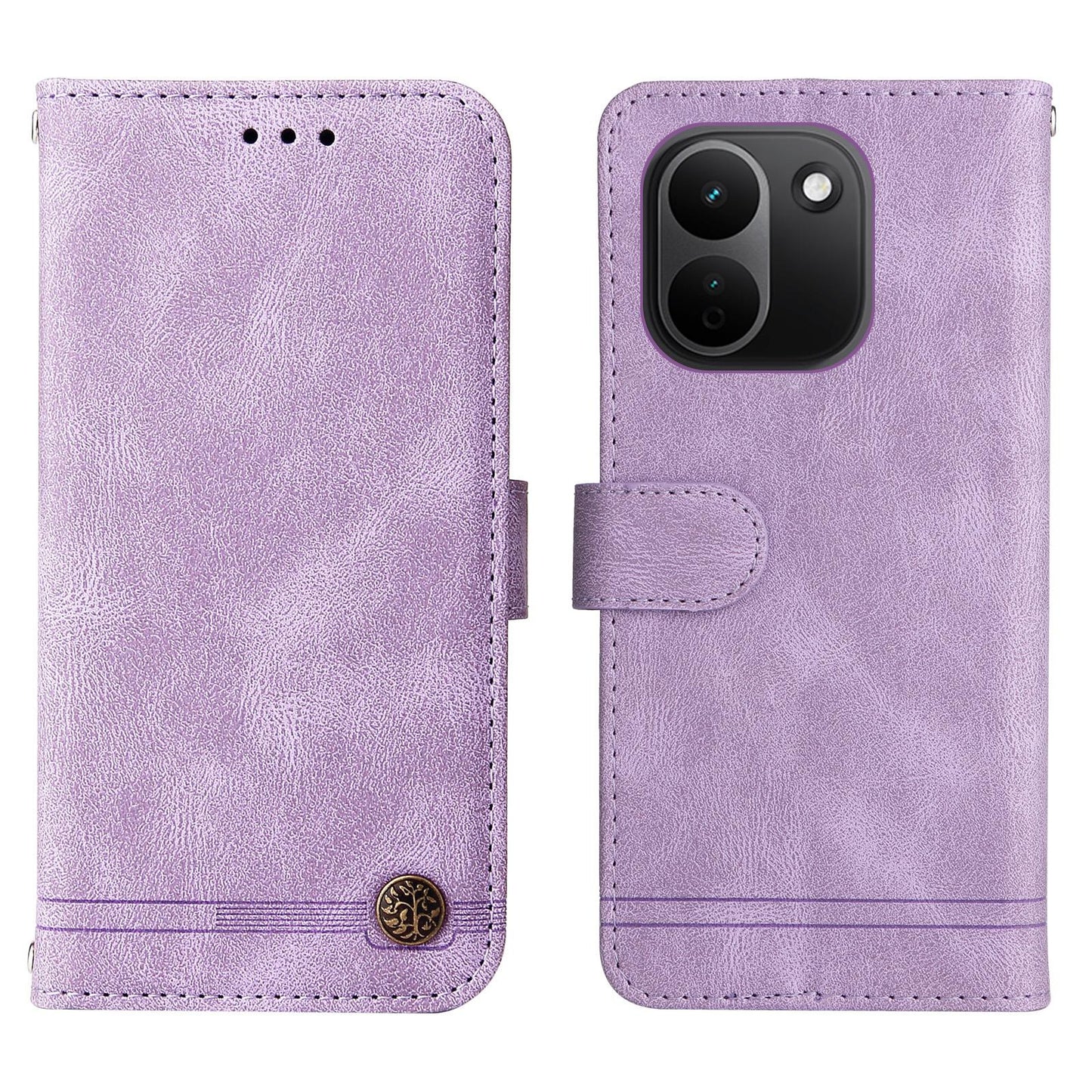 For Redmi Note 17 Pro+ 5G Global 163mm Skin Feel Life Tree Metal Button Leather Phone Case(Purple)