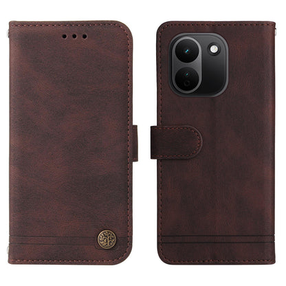 For Redmi Note 17 Pro+ 5G Global 163mm Skin Feel Life Tree Metal Button Leather Phone Case(Brown)