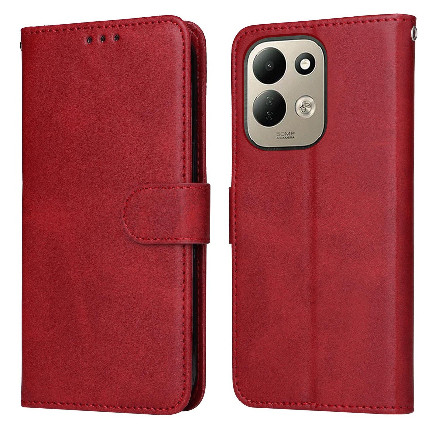 For Redmi 17 5G / 4G Global 170mm Classic Calf Texture Flip Leather Phone Case(Red)