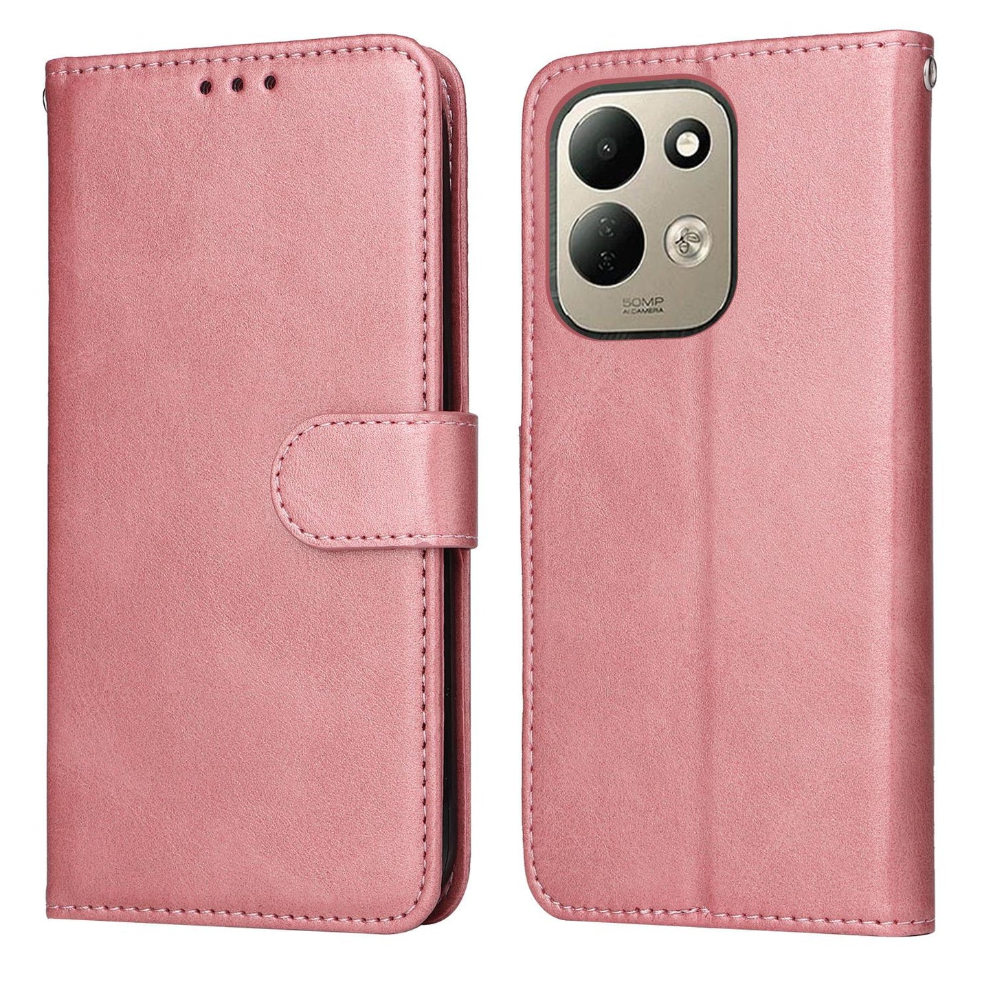 For Redmi 17 5G / 4G Global 170mm Classic Calf Texture Flip Leather Phone Case(Rose Gold)