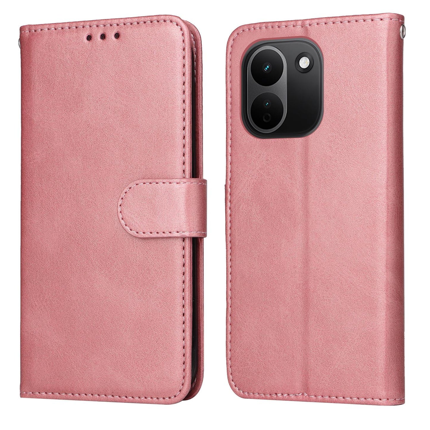 For Redmi Note 17 Pro+ 5G Global 163mm Classic Calf Texture Flip Leather Phone Case(Rose Gold)