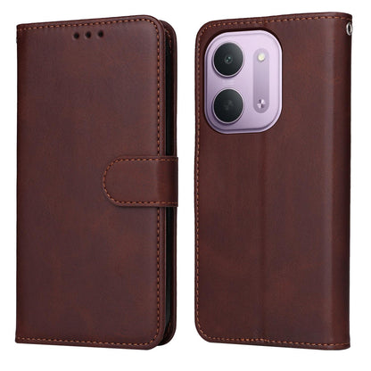 For For Redmi 17C 5G Classic Calf Texture Flip Leather Phone Case - Brown - EDA006822629A