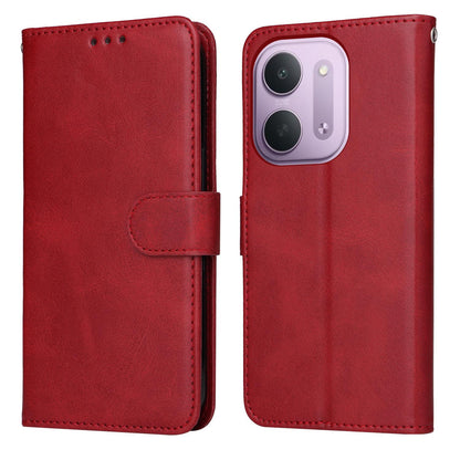 For For Redmi 17C 5G Classic Calf Texture Flip Leather Phone Case - Red - EDA006822629C