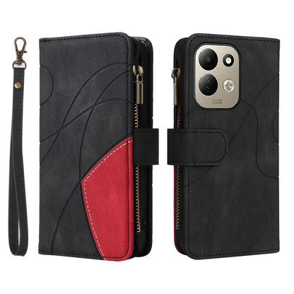 For Redmi 17 5G / 4G Global 170mm Dual-color 9 Card Slots Zipper Wallet Leather Phone Case(Black)