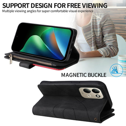 For Redmi 17 5G / 4G Global 170mm Dual-color 9 Card Slots Zipper Wallet Leather Phone Case(Black)