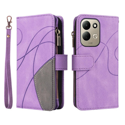 For Redmi 17 5G / 4G Global 170mm Dual-color 9 Card Slots Zipper Wallet Leather Phone Case(Purple)