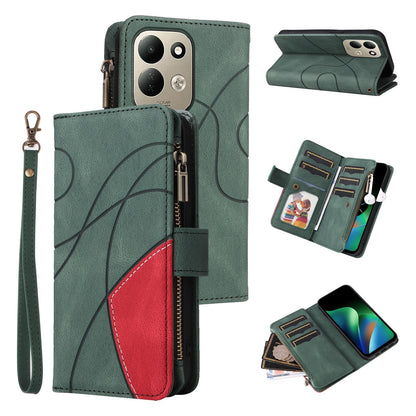 For Redmi 17 5G / 4G Global 170mm Dual-color 9 Card Slots Zipper Wallet Leather Phone Case(Green)