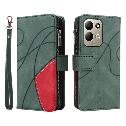 For Redmi 17 5G / 4G Global 170mm Dual-color 9 Card Slots Zipper Wallet Leather Phone Case(Green)