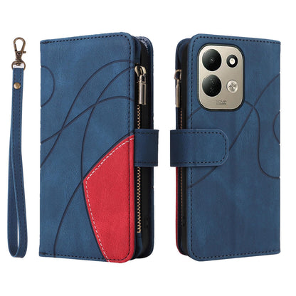 For Redmi 17 5G / 4G Global 170mm Dual-color 9 Card Slots Zipper Wallet Leather Phone Case(Blue)