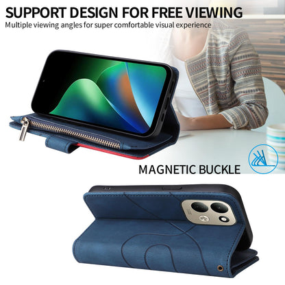 For Redmi 17 5G / 4G Global 170mm Dual-color 9 Card Slots Zipper Wallet Leather Phone Case(Blue)
