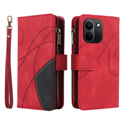For Redmi Note 17 Pro+ 5G Global 163mm Dual-color 9 Card Slots Zipper Wallet Leather Phone Case(Red)