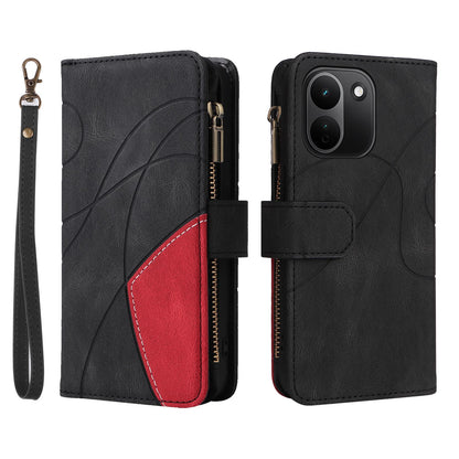 For Redmi Note 17 Pro+ 5G Global 163mm Dual-color 9 Card Slots Zipper Wallet Leather Phone Case(Black)