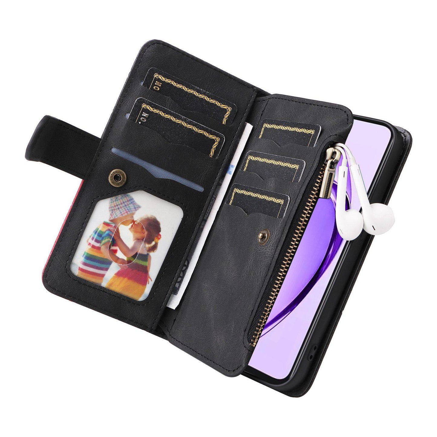 For Redmi Note 17 Pro+ 5G Global 163mm Dual-color 9 Card Slots Zipper Wallet Leather Phone Case(Black)