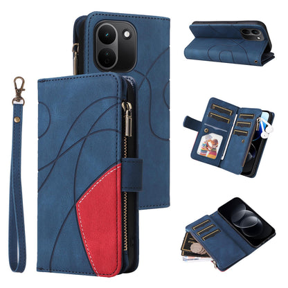 For Redmi Note 17 Pro+ 5G Global 163mm Dual-color 9 Card Slots Zipper Wallet Leather Phone Case(Blue)