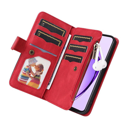 For Redmi Note 17 5G/4G Global 171mm Dual-color 9 Card Slots Zipper Wallet Leather Phone Case(Red)