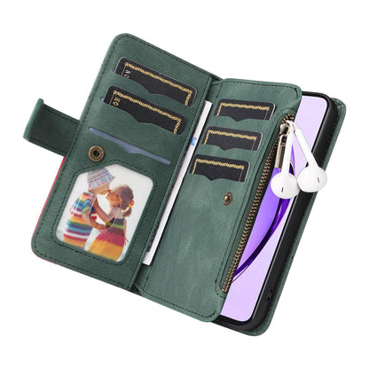 For Redmi Note 17 5G/4G Global 171mm Dual-color 9 Card Slots Zipper Wallet Leather Phone Case(Green)