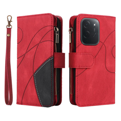 For Xiaomi Poco C95 Pro Dual-color 9 Card Slots Zipper Wallet Leather Phone Case(Red)
