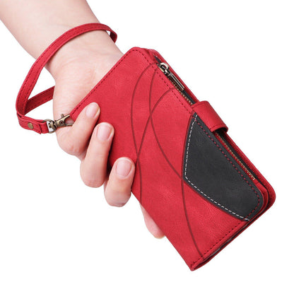 For Xiaomi Poco C95 Pro Dual-color 9 Card Slots Zipper Wallet Leather Phone Case(Red)