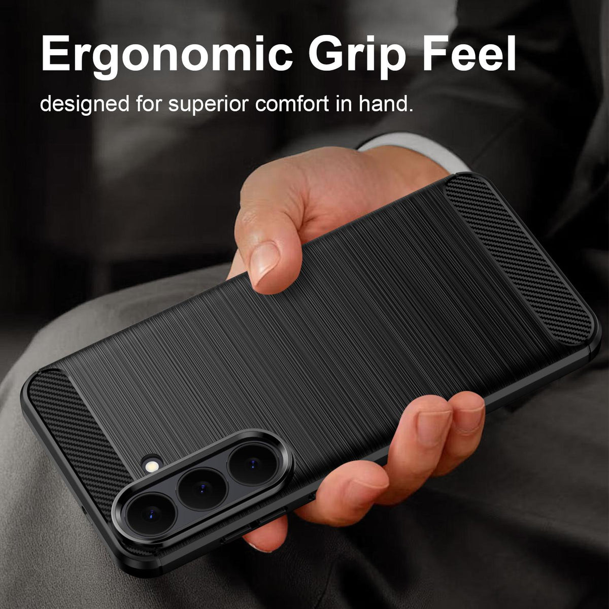 For Galaxy S26 FE 5G Carbon Fiber Brushed Texture TPU Phone Case - Black - EDA006827211A