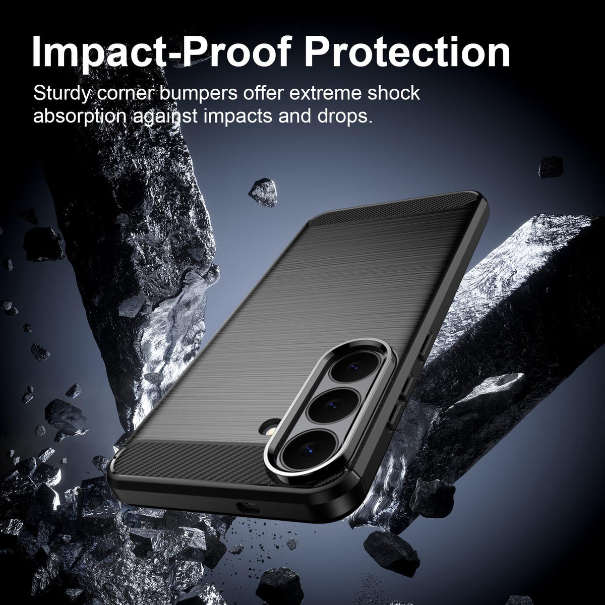 For Galaxy S26 FE 5G Carbon Fiber Brushed Texture TPU Phone Case - Black - EDA006827211A