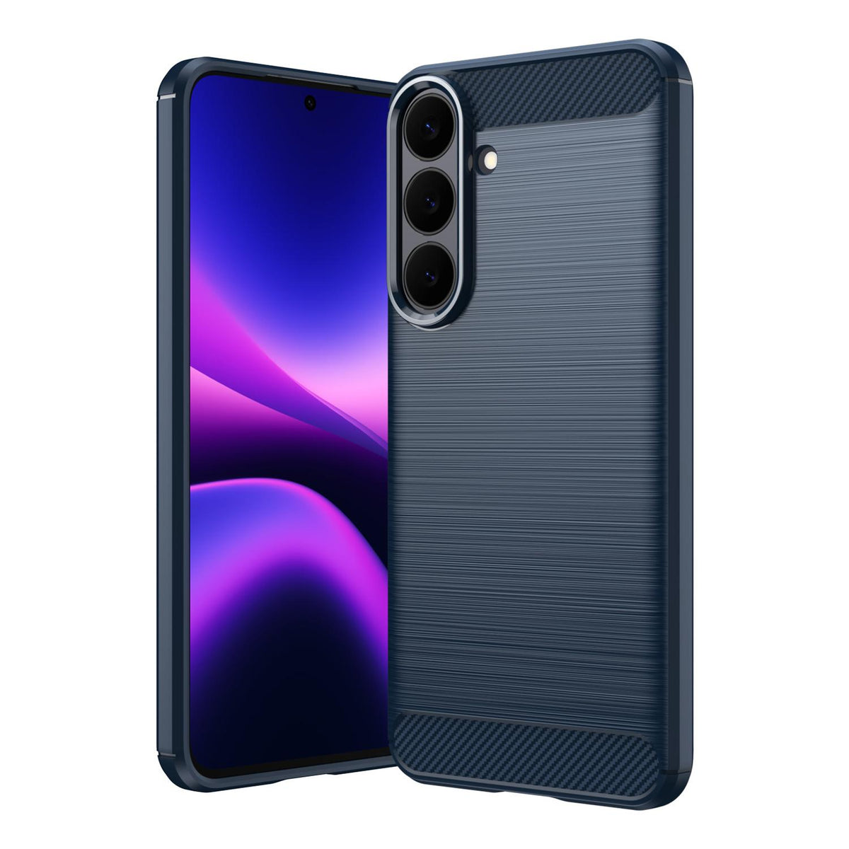 For Galaxy S26 FE 5G Carbon Fiber Brushed Texture TPU Phone Case - Blue - EDA006827211B