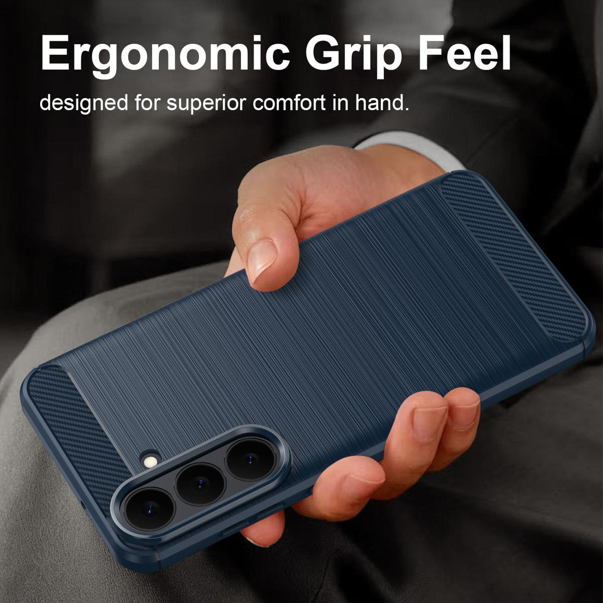 For Galaxy S26 FE 5G Carbon Fiber Brushed Texture TPU Phone Case - Blue - EDA006827211B