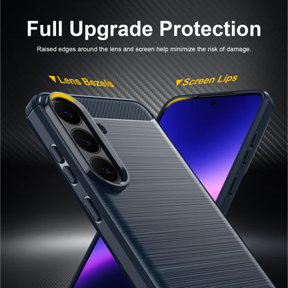For Galaxy S26 FE 5G Carbon Fiber Brushed Texture TPU Phone Case - Blue - EDA006827211B