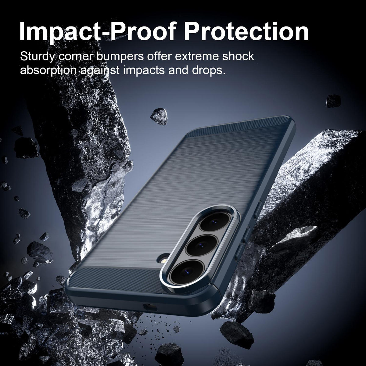 For Galaxy S26 FE 5G Carbon Fiber Brushed Texture TPU Phone Case - Blue - EDA006827211B