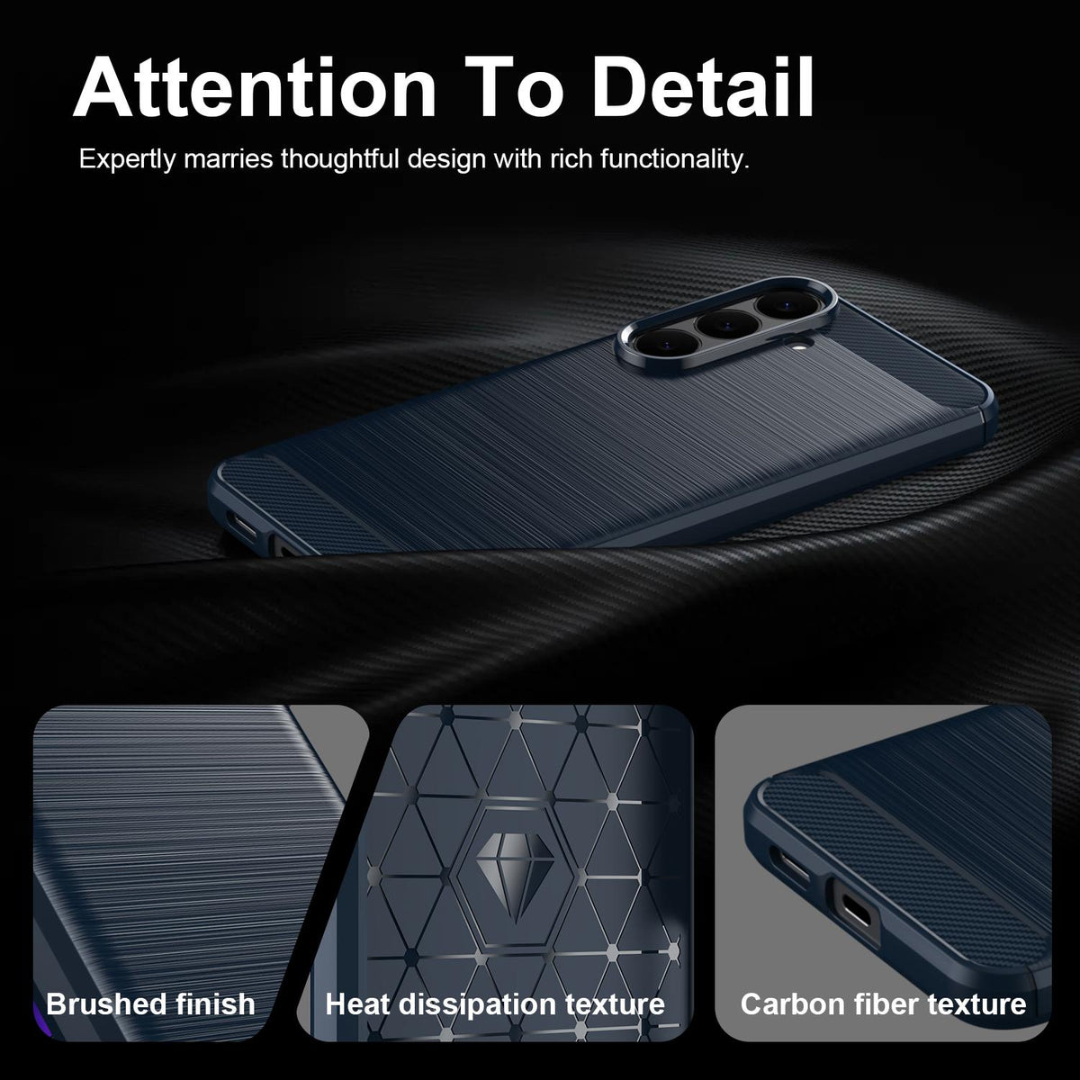 For Galaxy S26 FE 5G Carbon Fiber Brushed Texture TPU Phone Case - Blue - EDA006827211B