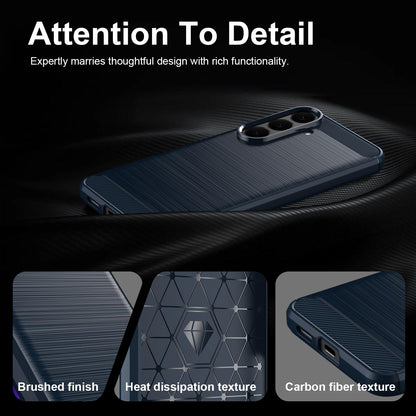 For Galaxy S26 FE 5G Carbon Fiber Brushed Texture TPU Phone Case - Blue - EDA006827211B