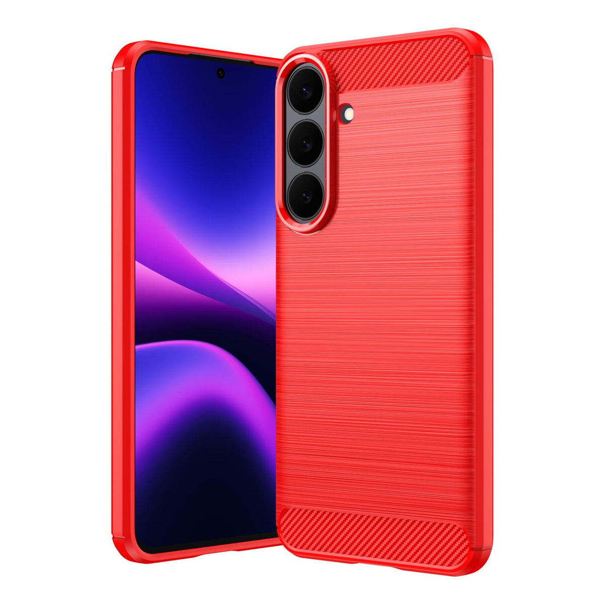 For Galaxy S26 FE 5G Carbon Fiber Brushed Texture TPU Phone Case - Red - EDA006827211C