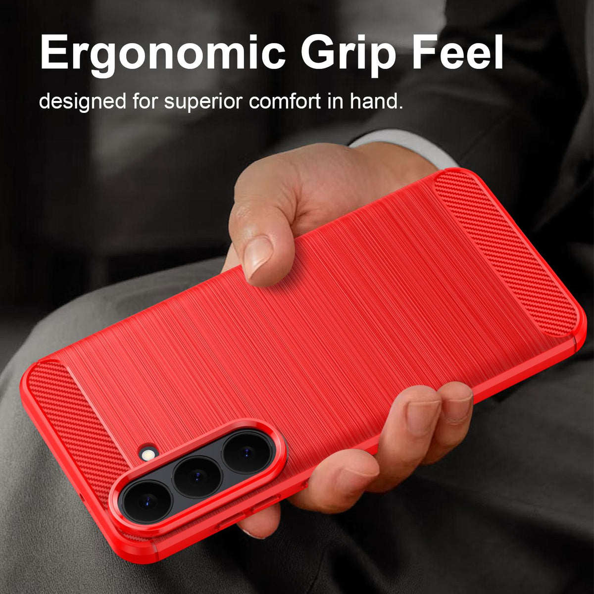 For Galaxy S26 FE 5G Carbon Fiber Brushed Texture TPU Phone Case - Red - EDA006827211C