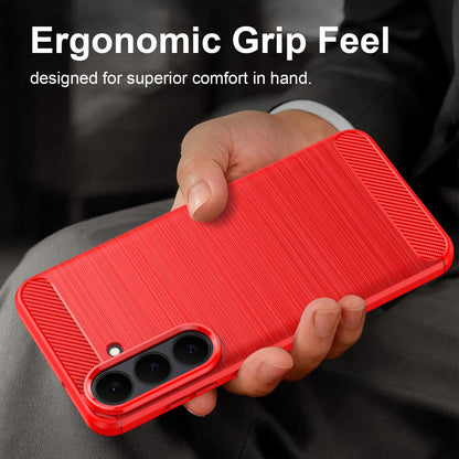 For Galaxy S26 FE 5G Carbon Fiber Brushed Texture TPU Phone Case - Red - EDA006827211C