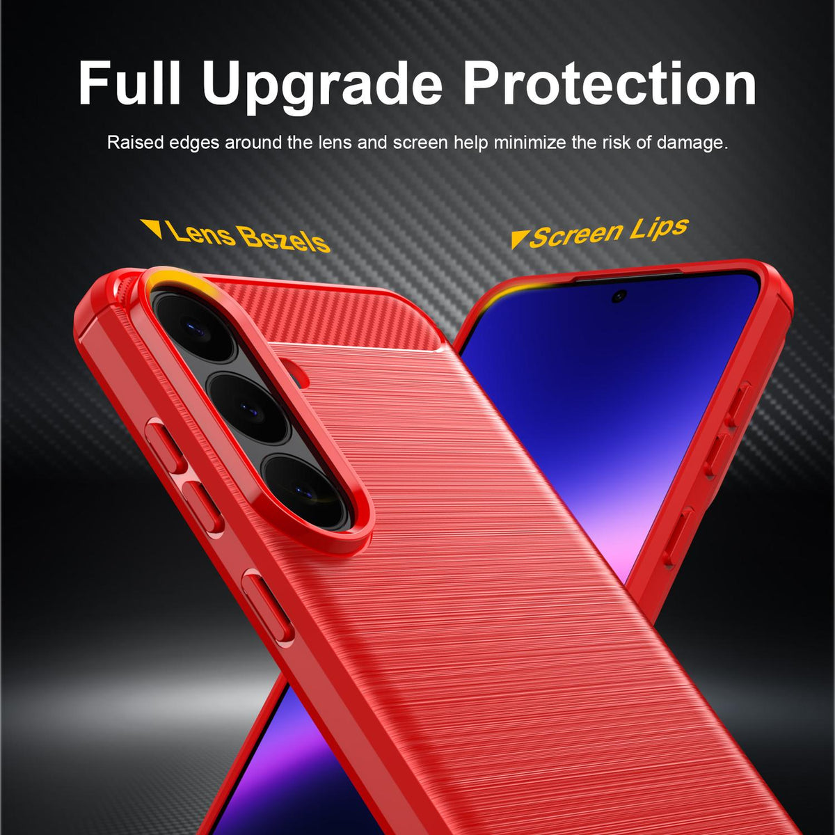 For Galaxy S26 FE 5G Carbon Fiber Brushed Texture TPU Phone Case - Red - EDA006827211C