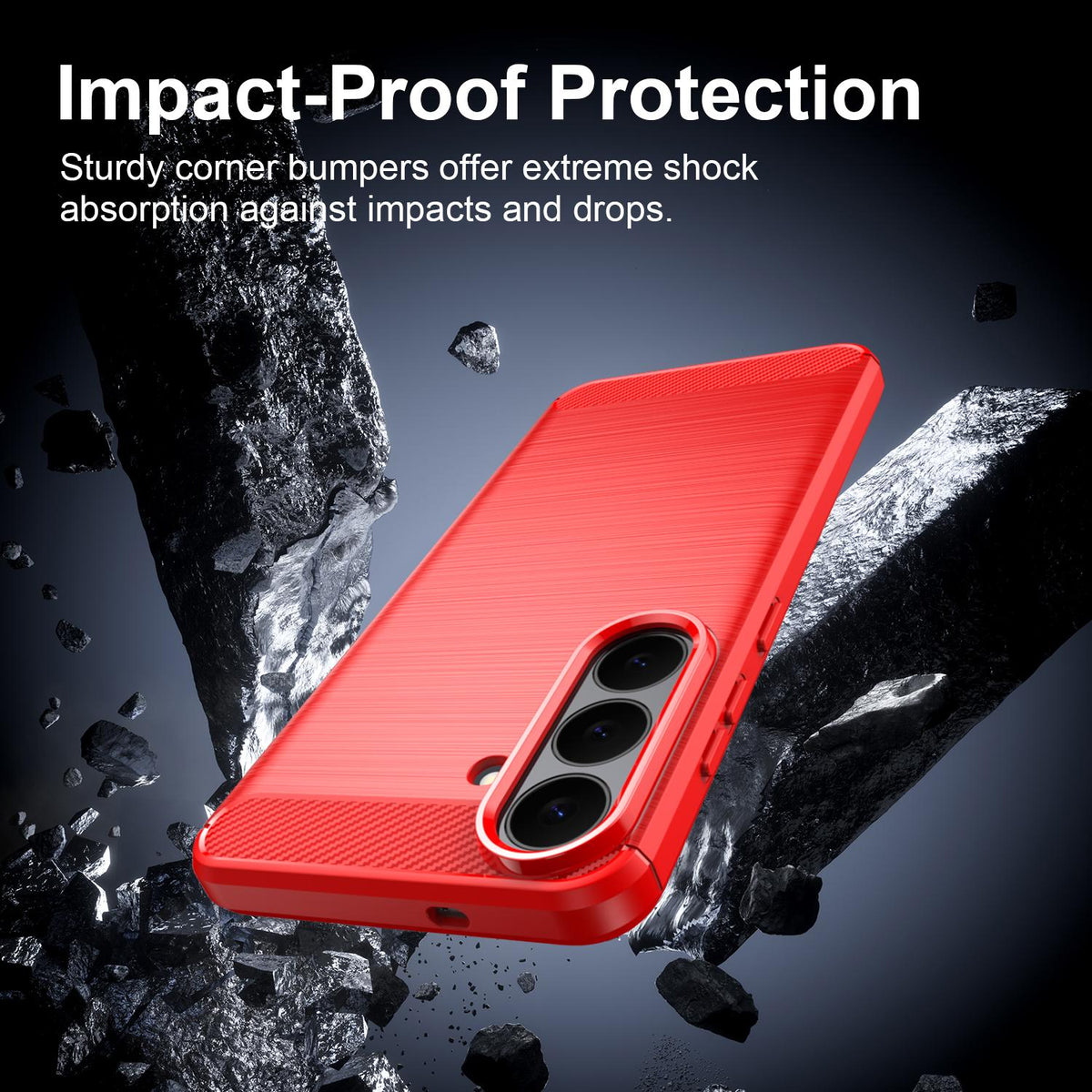 For Galaxy S26 FE 5G Carbon Fiber Brushed Texture TPU Phone Case - Red - EDA006827211C