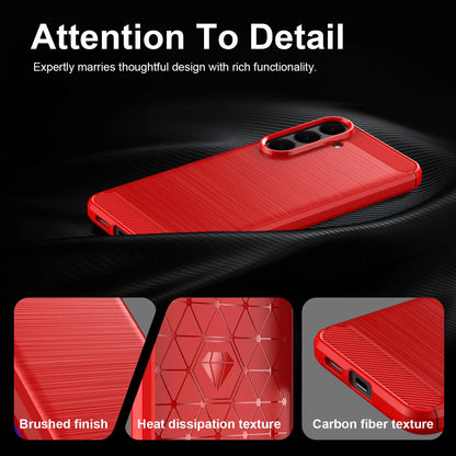 For Galaxy S26 FE 5G Carbon Fiber Brushed Texture TPU Phone Case - Red - EDA006827211C