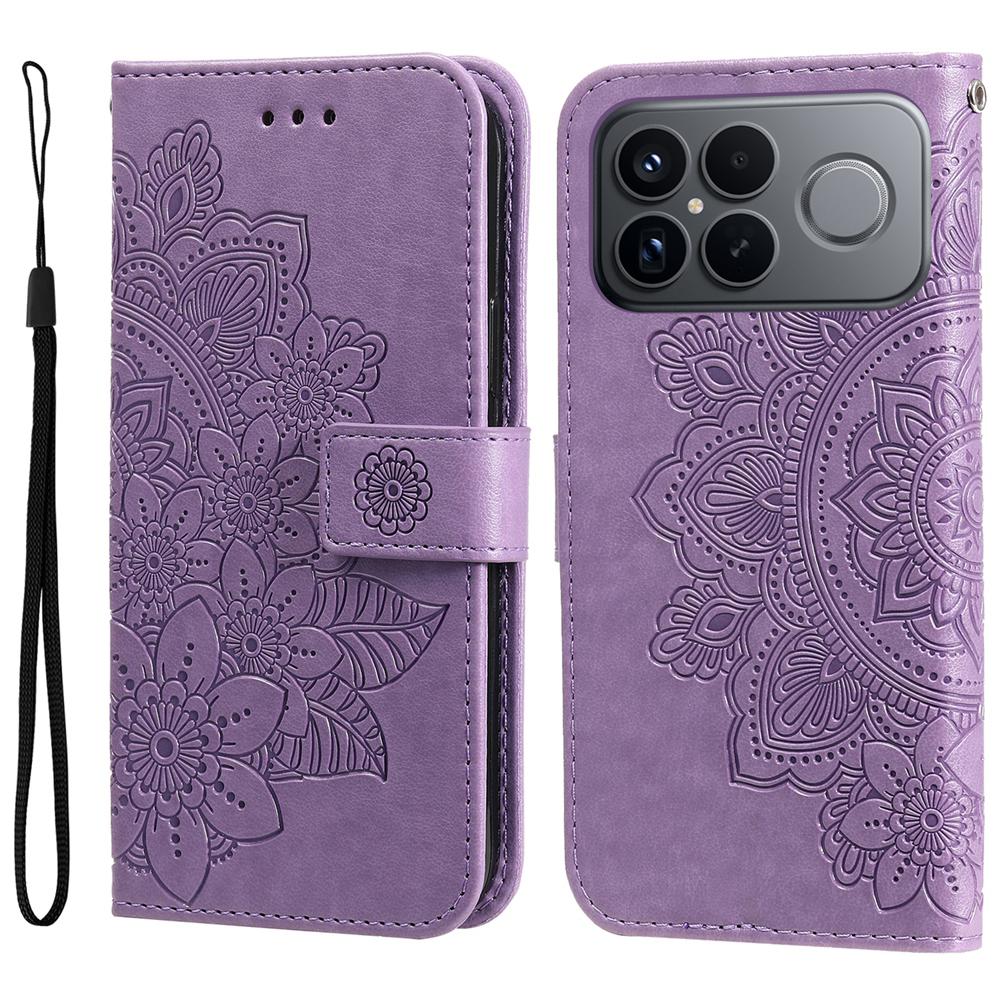 For Redmi K90 Pro Max / Xiaomi Poco F8 Ultra 5G Seven-petal Flowers Embossing Leather Phone Case(Light Purple)