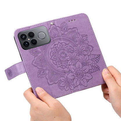 For Redmi K90 Pro Max / Xiaomi Poco F8 Ultra 5G Seven-petal Flowers Embossing Leather Phone Case(Light Purple)