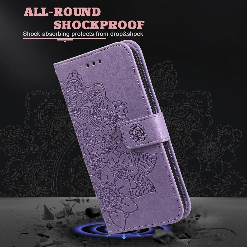 For Redmi K90 Pro Max / Xiaomi Poco F8 Ultra 5G Seven-petal Flowers Embossing Leather Phone Case(Light Purple)