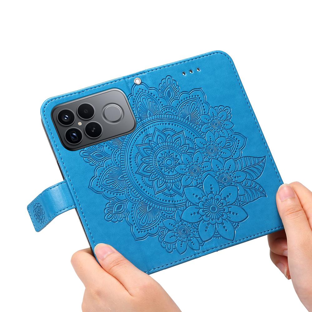 For Redmi K90 Pro Max / Xiaomi Poco F8 Ultra 5G Seven-petal Flowers Embossing Leather Phone Case(Blue)