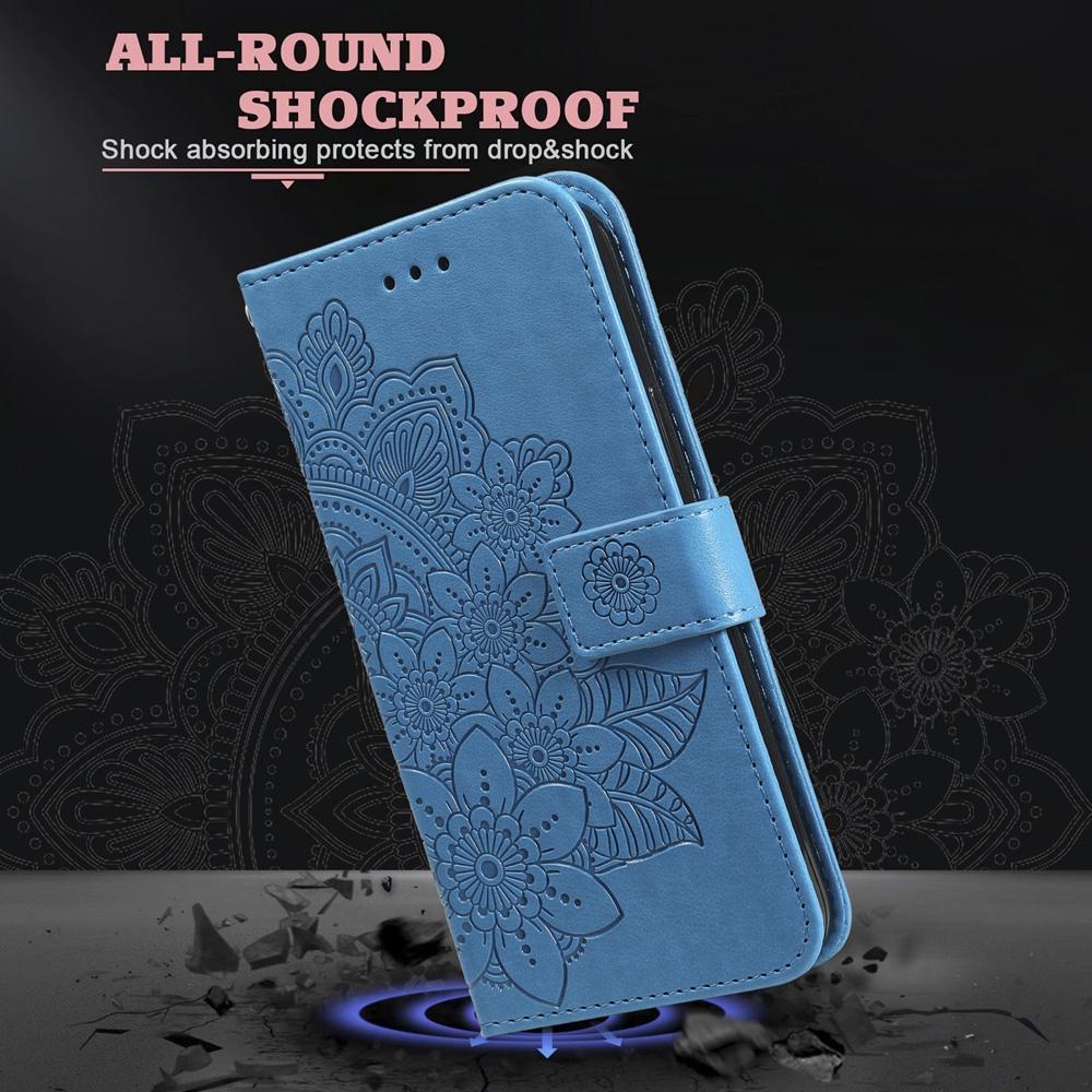 For Redmi K90 Pro Max / Xiaomi Poco F8 Ultra 5G Seven-petal Flowers Embossing Leather Phone Case(Blue)
