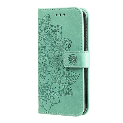 For Redmi K90 Pro Max / Xiaomi Poco F8 Ultra 5G Seven-petal Flowers Embossing Leather Phone Case(Green)