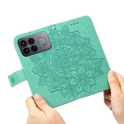 For Redmi K90 Pro Max / Xiaomi Poco F8 Ultra 5G Seven-petal Flowers Embossing Leather Phone Case(Green)