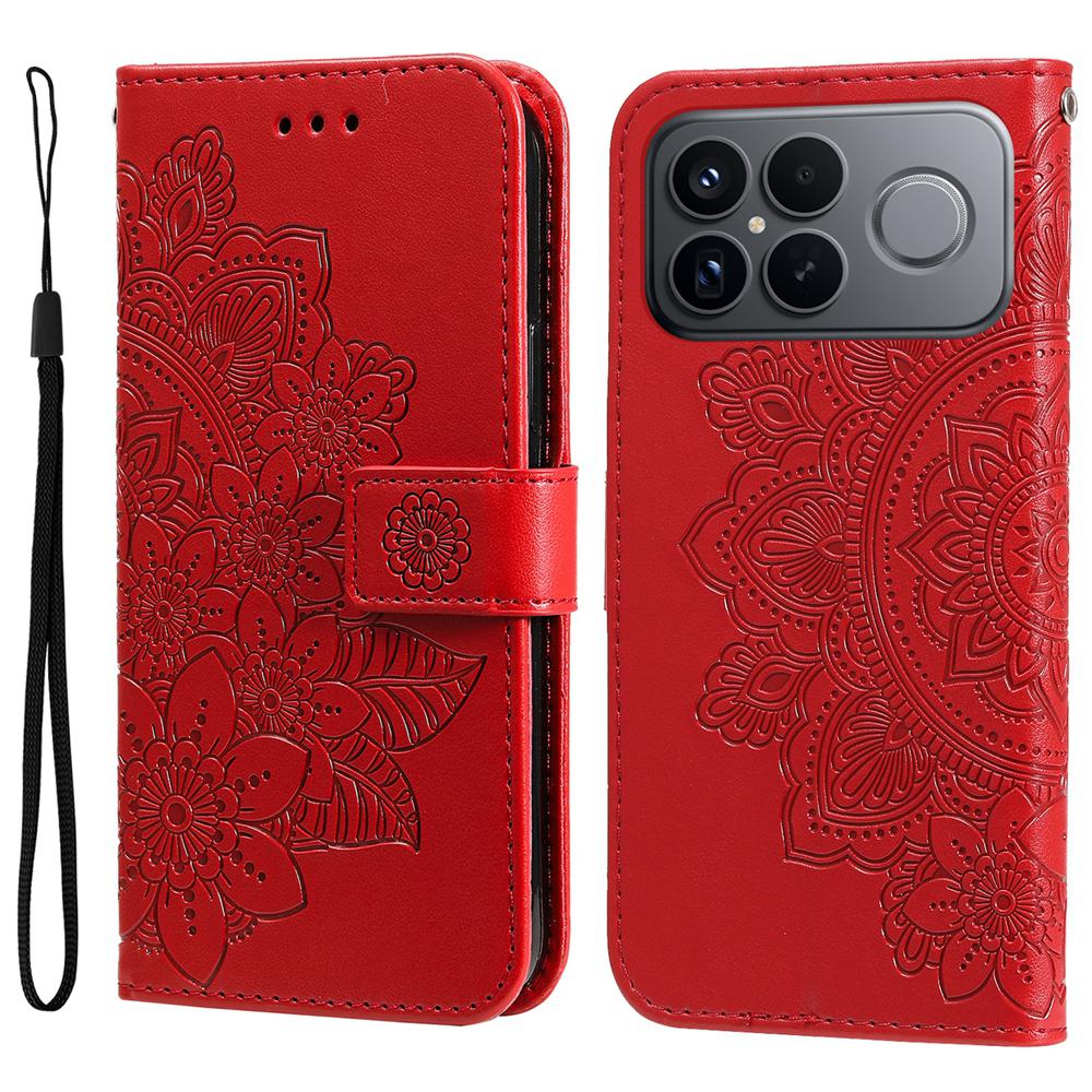 For Redmi K90 Pro Max / Xiaomi Poco F8 Ultra 5G Seven-petal Flowers Embossing Leather Phone Case(Red)