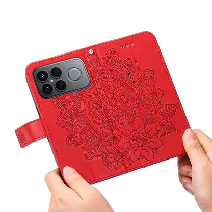 For Redmi K90 Pro Max / Xiaomi Poco F8 Ultra 5G Seven-petal Flowers Embossing Leather Phone Case(Red)