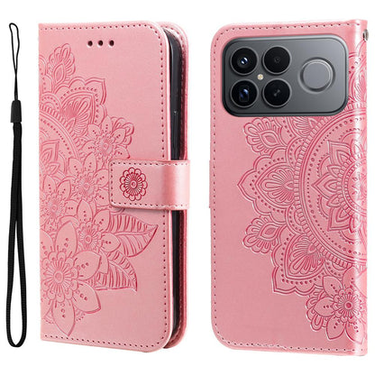 For Redmi K90 Pro Max / Xiaomi Poco F8 Ultra 5G Seven-petal Flowers Embossing Leather Phone Case(Rose Gold)