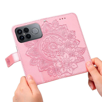 For Redmi K90 Pro Max / Xiaomi Poco F8 Ultra 5G Seven-petal Flowers Embossing Leather Phone Case(Rose Gold)