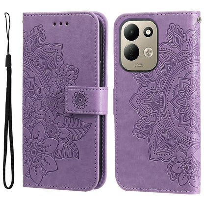 For Redmi 17 5G / 4G Global 170mm Seven-petal Flowers Embossing Leather Phone Case(Light Purple)