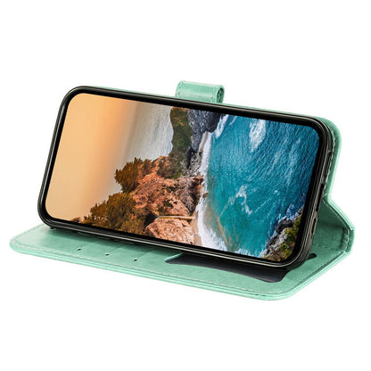 For Redmi 17 5G / 4G Global 170mm Seven-petal Flowers Embossing Leather Phone Case(Green)