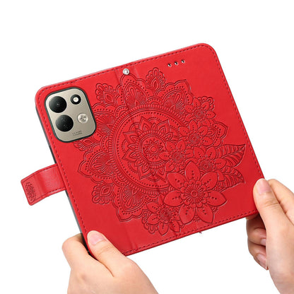 For Redmi 17 5G / 4G Global 170mm Seven-petal Flowers Embossing Leather Phone Case(Red)